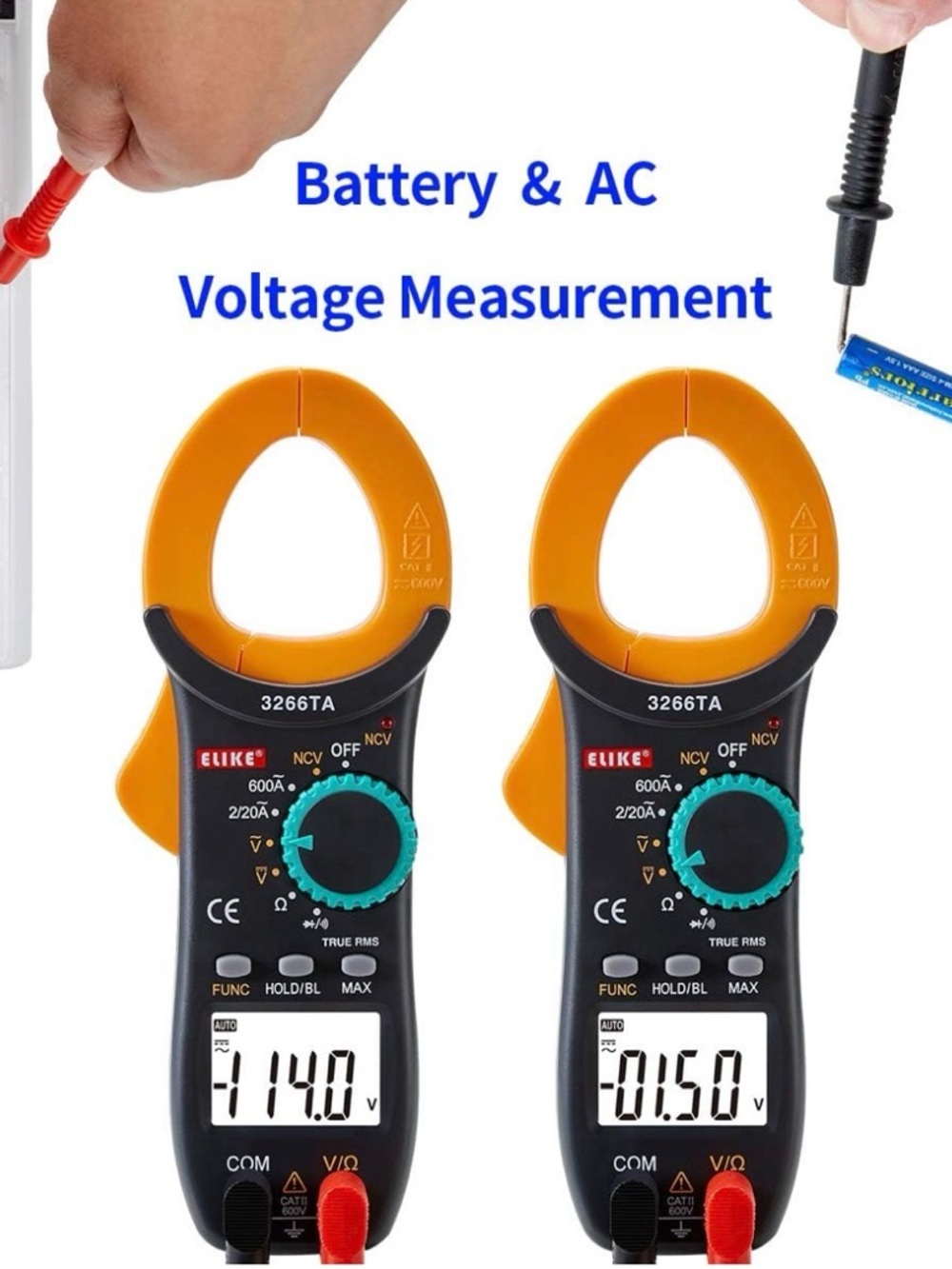 3266TA True LCD Digital Clamp Meter Multimeter AC/ Voltage Tester Black L2P7